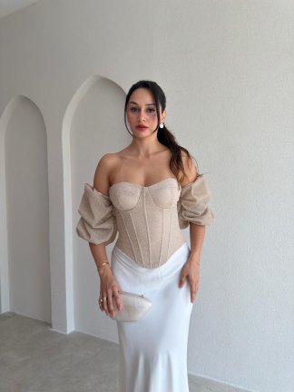 MADDY Simli Korse Bluz 3741 - Vizon 
