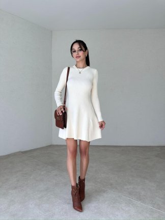 MADERNA Mini Elbise 4446 - Ekru - 2