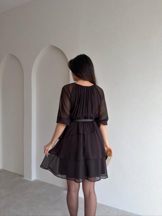 MAJORELLE Mini Elbise 9654 - Acı Kahve - 3