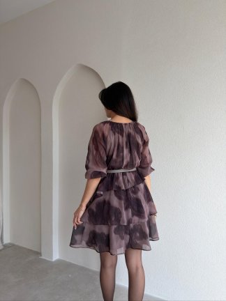 MAJORELLE Mini Elbise 9654 - Mürdüm - 3