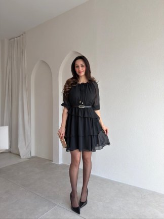 MAJORELLE Mini Elbise 9654 - Siyah - 2