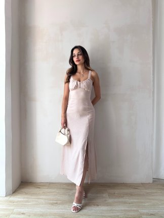 MAJORİ Midi Elbise 8871 - Vizon - 2
