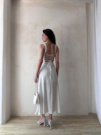 MAJORİ Midi Elbise 8871 - Beyaz - 3