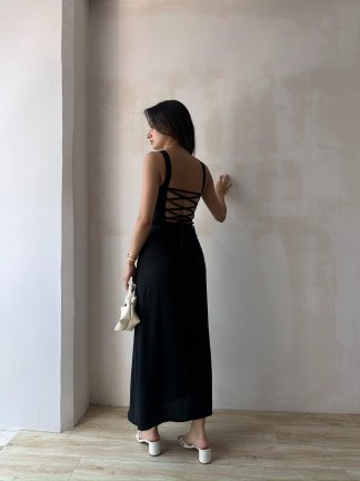 MAJORİ Midi Elbise 8871 - Siyah - 3