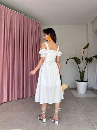 MALLORY Midi Elbise 2551 - Beyaz - 4