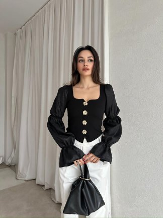 MANSİON Bluz 8718 - Siyah - 1