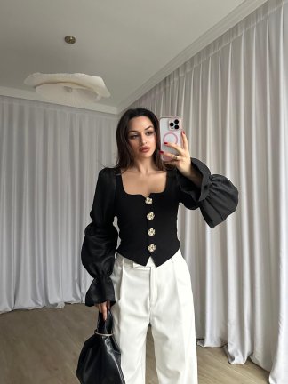 MANSİON Bluz 8718 - Siyah - 4