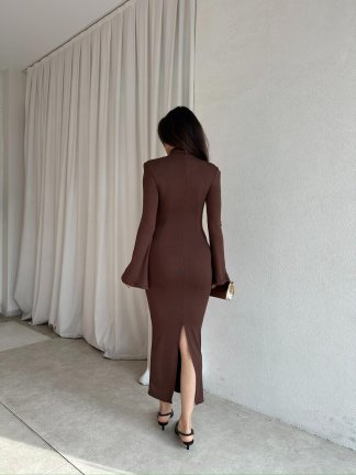  MARCUS Midi Elbise 8720 - Acı Kahve - 4