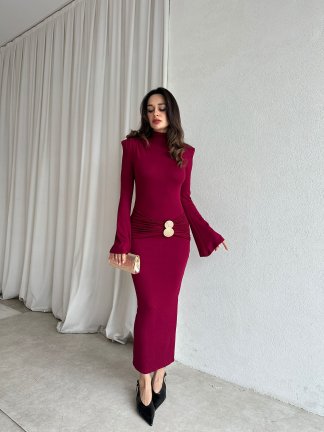 MARCUS Midi Elbise 8720 - Bordo - 1