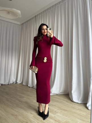 MARCUS Midi Elbise 8720 - Bordo - 2