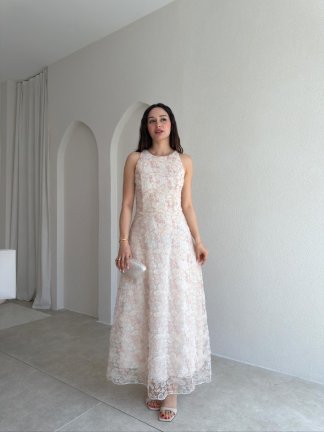 MARGAO Maxi Elbise 0987 - Pudra - 1