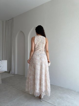 MARGAO Maxi Elbise 0987 - Pudra - 3