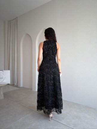 MARGAO Maxi Elbise 0987 - Siyah - 3