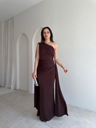 MARİNEL Maxi Elbise 8936 - Acı Kahve 