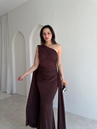MARİNEL Maxi Elbise 8936 - Acı Kahve - 2