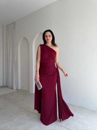 MARİNEL Maxi Elbise 8936 - Bordo 