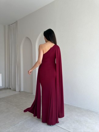 MARİNEL Maxi Elbise 8936 - Bordo - 3
