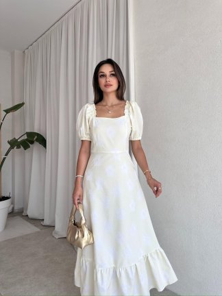 MARSEL Maxi Elbise 7124 - Krem - 1