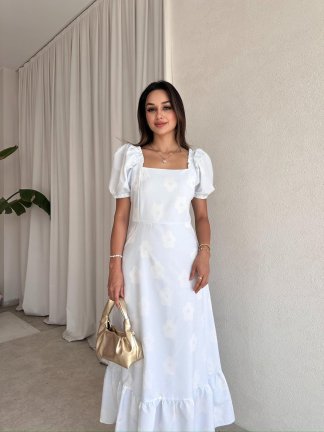 MARSEL Maxi Elbise 7124 - Beyaz 
