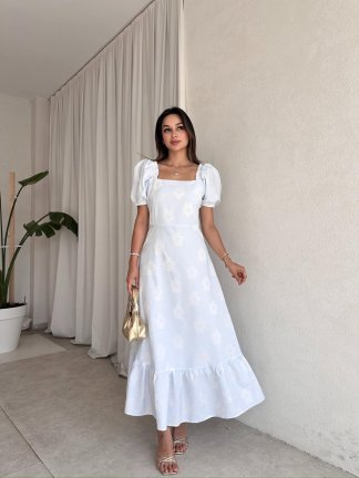 MARSEL Maxi Elbise 7124 - Beyaz - 2