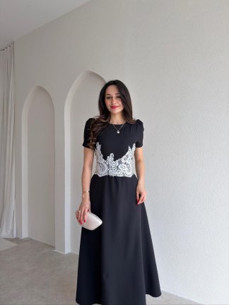 MARSİLYA Dantel Detaylı Elbise 5446 - Siyah - 2
