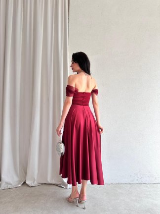 MARX Midi Elbise 3572 - Bordo - 3