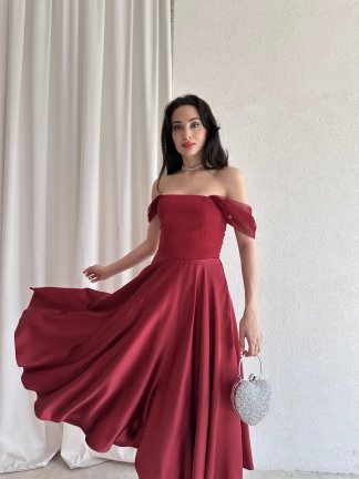 MARX Midi Elbise 3572 - Bordo 