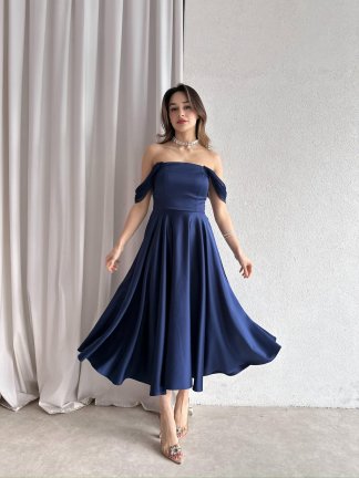 MARX Midi Elbise 3572 - Lacivert - 4