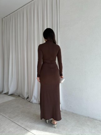 MATİLDA Maxi Elbise 8701 - Acı Kahve - 3