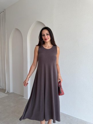 MAUREN Midi Elbise 3727 - Acı Kahve - 2