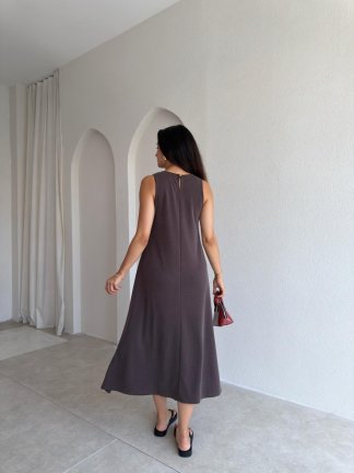 MAUREN Midi Elbise 3727 - Acı Kahve - 3