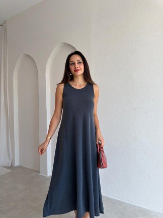 MAUREN Midi Elbise 3727 - Antrasit - 2