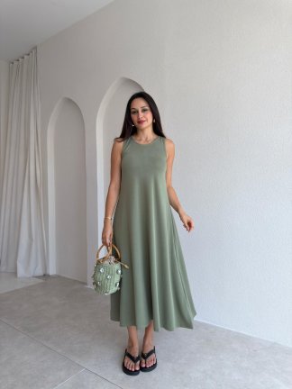 MAUREN Midi Elbise 3727 - Haki 