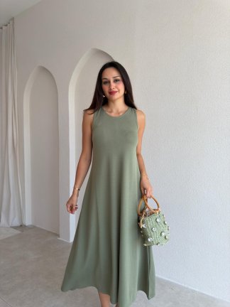 MAUREN Midi Elbise 3727 - Haki - 2