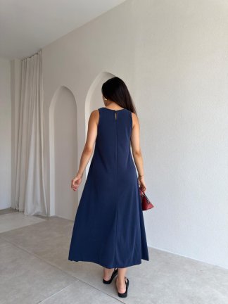 MAUREN Midi Elbise 3727 - Lacivert - 3