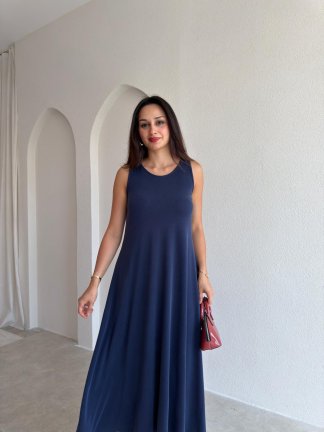 MAUREN Midi Elbise 3727 - Lacivert - 2