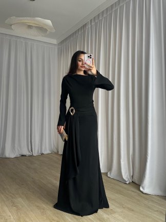 MAYBE Maxi Elbise 8654 - Siyah - 4