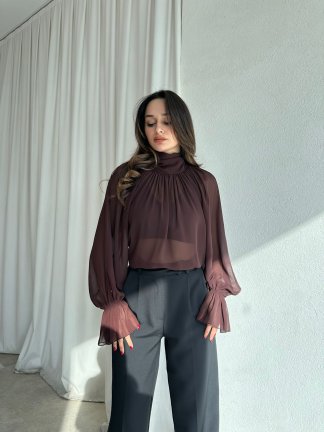 MAYER Şifon Bluz 8994 - Acı Kahve 