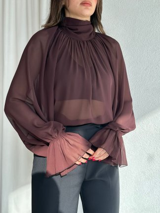 MAYER Şifon Bluz 8994 - Acı Kahve - 2