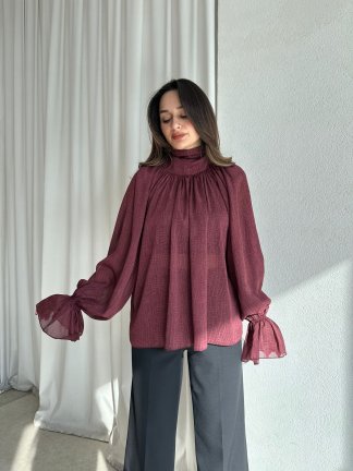 MAYER Şifon Bluz 8994 - Bordo - 2