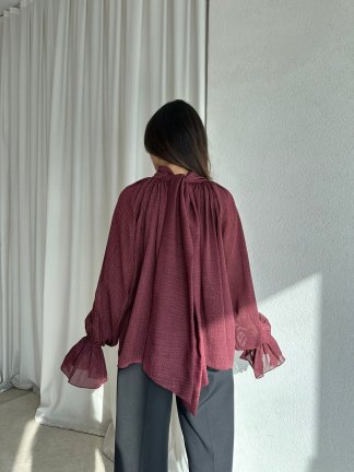 MAYER Şifon Bluz 8994 - Bordo - 3