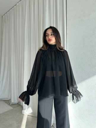  MAYER Şifon Bluz 8994 - Siyah - 3