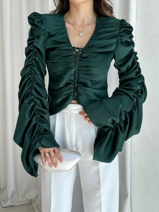 MEGHAN Bluz 8607 - Zümrüt Yeşil - 2