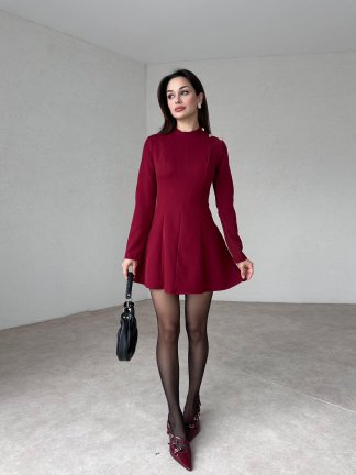MELLOW Mini Elbise 8849 - Bordo - 3