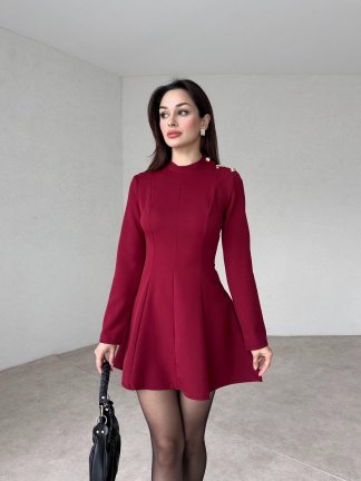 MELLOW Mini Elbise 8849 - Bordo - 1