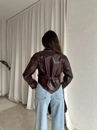MERCİER Deri Ceket 8668 - Bordo - 3