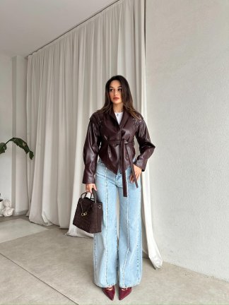 MERCİER Deri Ceket 8668 - Bordo - 4