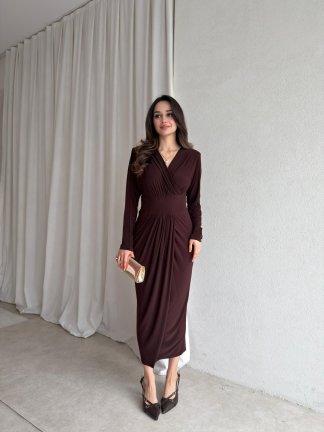 MERTA Elbise 8557 - Acı Kahve - 1