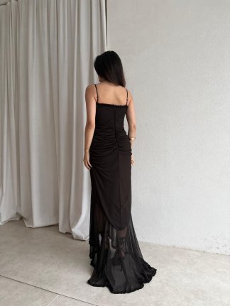 MESSY Maxi Elbise 8973 - Acı Kahve - 3