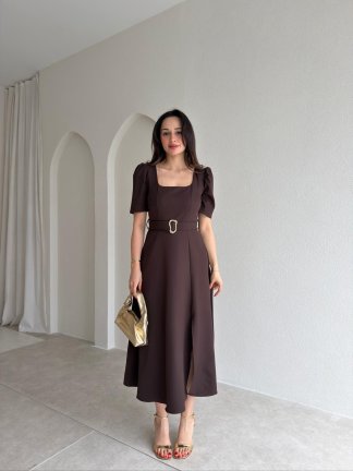 MEX Midi Elbise 9034 - Acı Kahve - 1